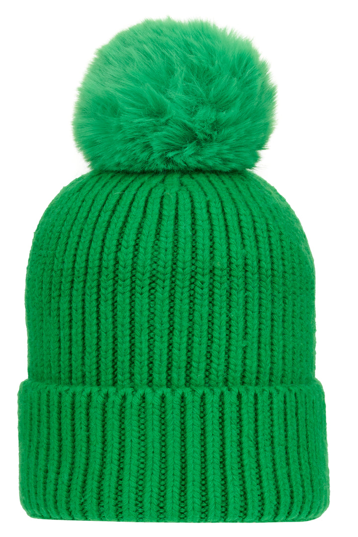 Super Soft Chunky Cashmere Mix Hat with Pom Pom in Bright Green