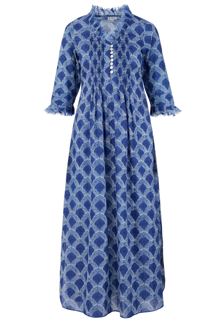 Cotton Annabel Maxi Dress in Royal Blue Fan