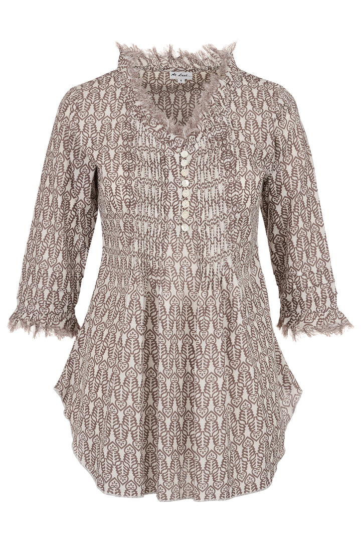Sophie Cotton Shirt in Fresh Taupe & White