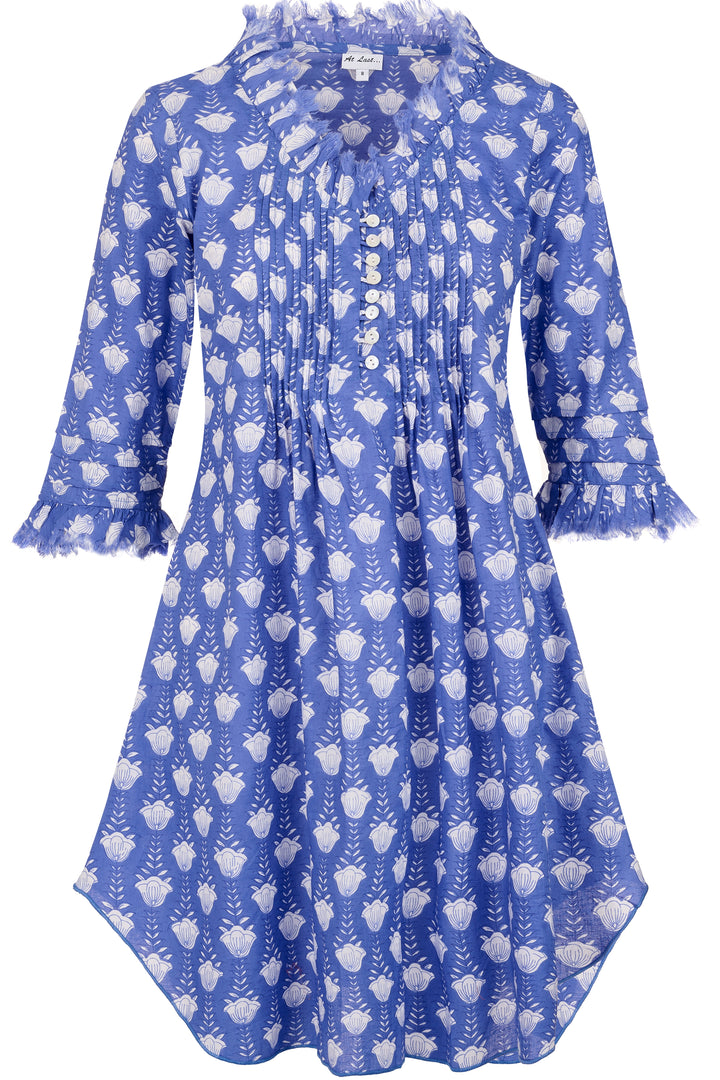 Annabel Cotton Tunic in Wedgewood Blue Flower