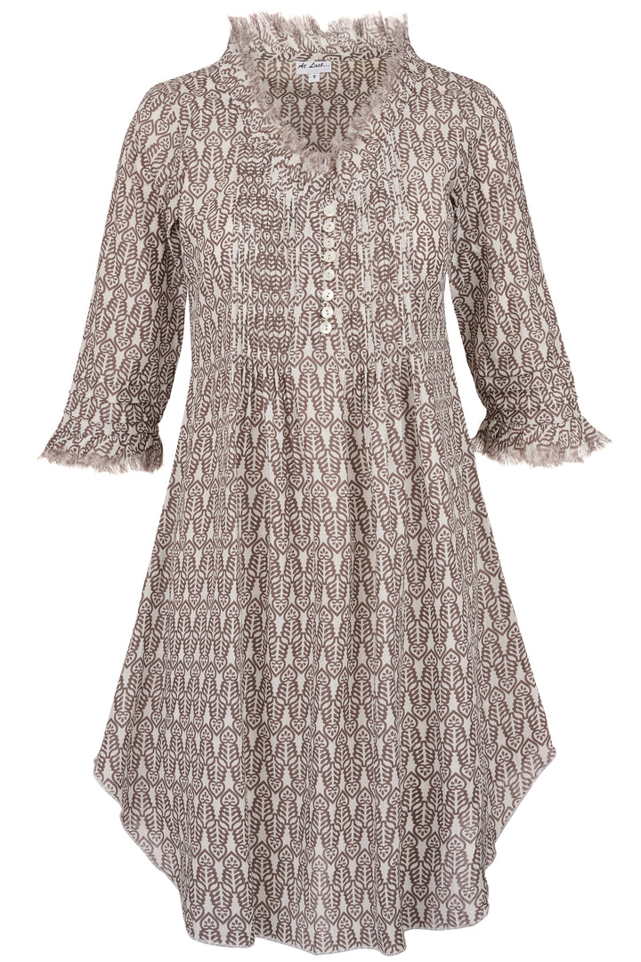 Annabel Cotton Tunic in Fresh Taupe & White