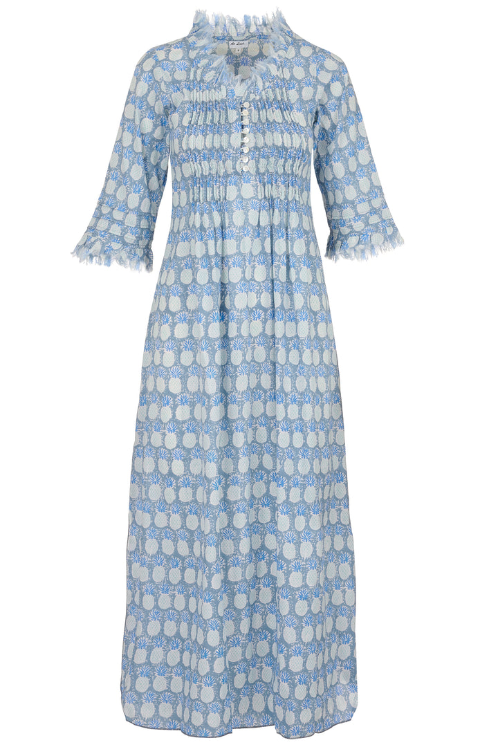 Cotton Annabel Maxi Dress in Aqua Pineapple – At Last Shop