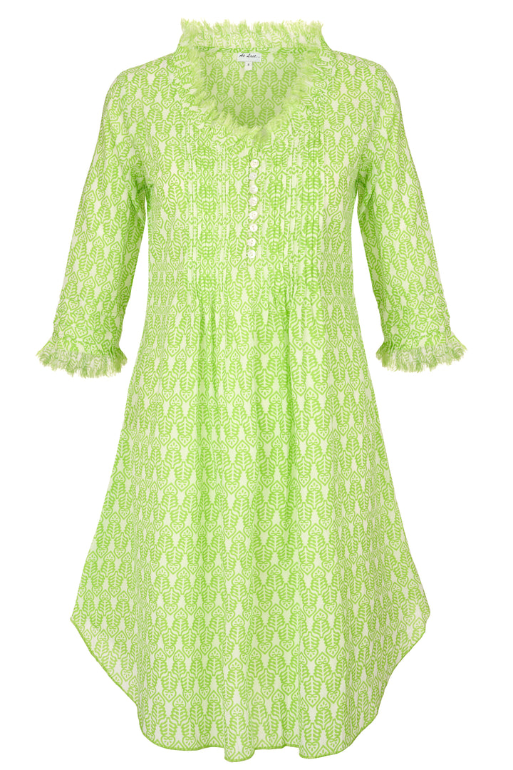 Annabel Cotton Tunic in Fresh Lime & White