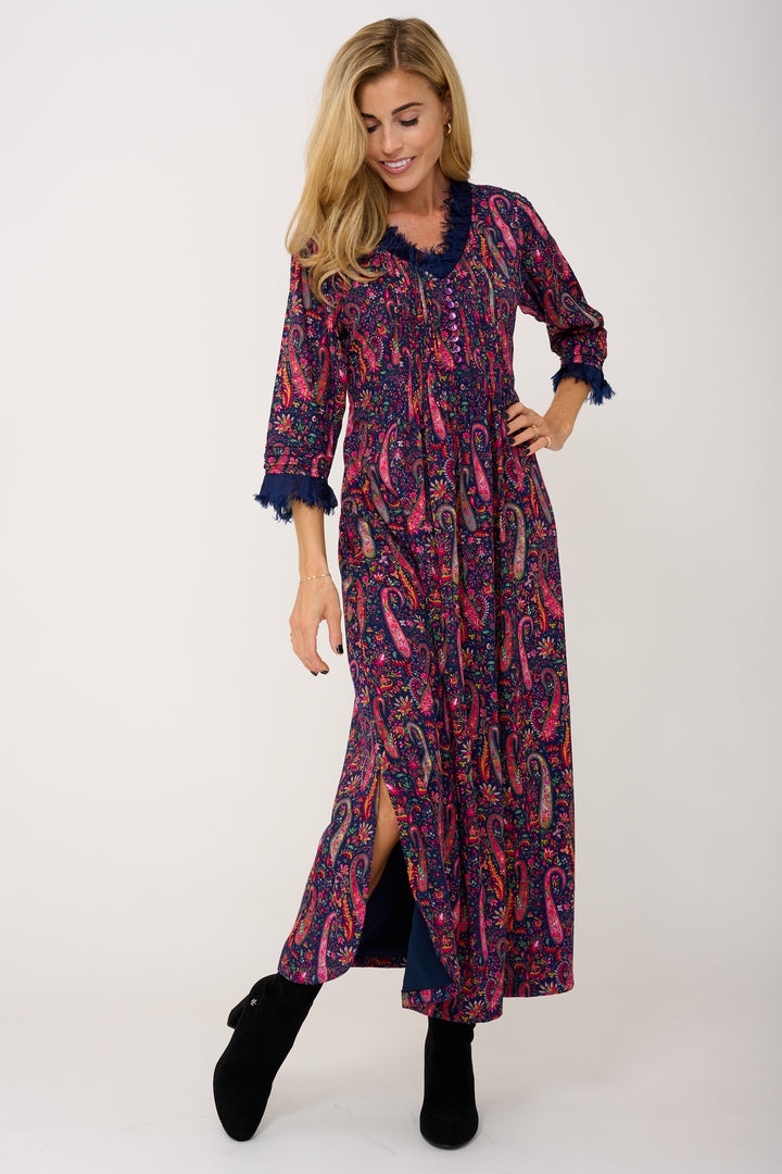 Lola Dress In Navy Paisley