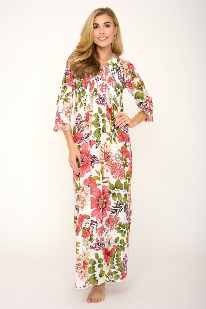 Cotton Annabel Maxi Dress in White Floral