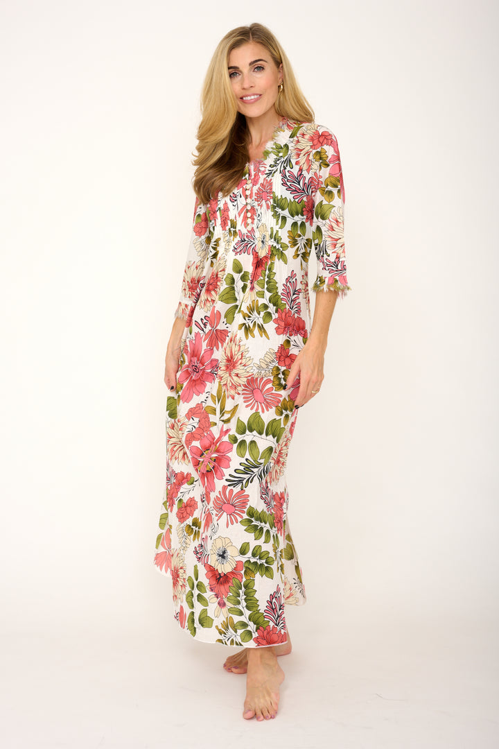 Cotton Annabel Maxi Dress in White Floral