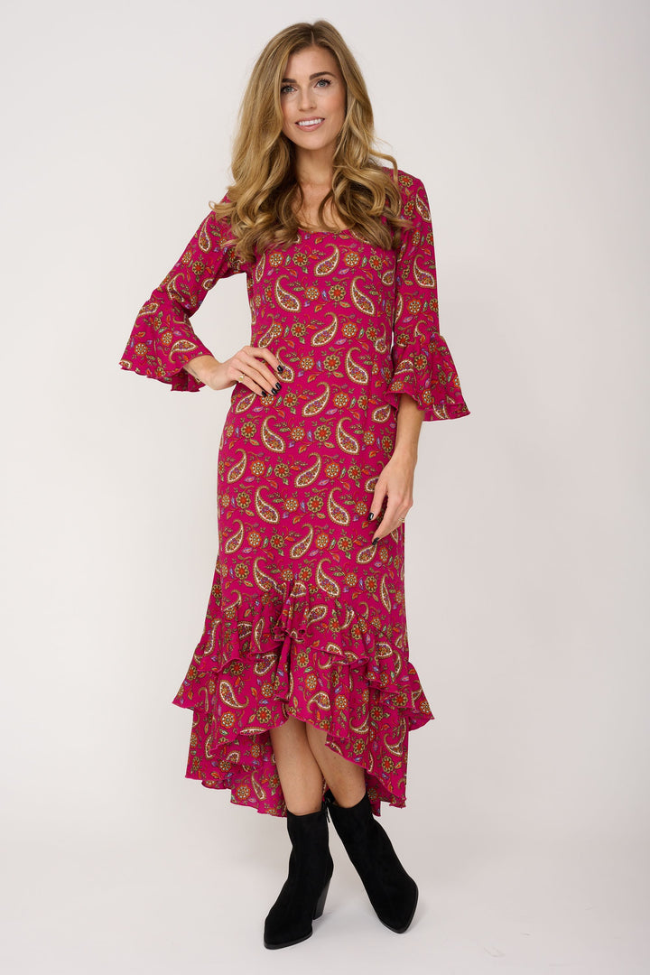 Victoria Dress in Pink Teardrop