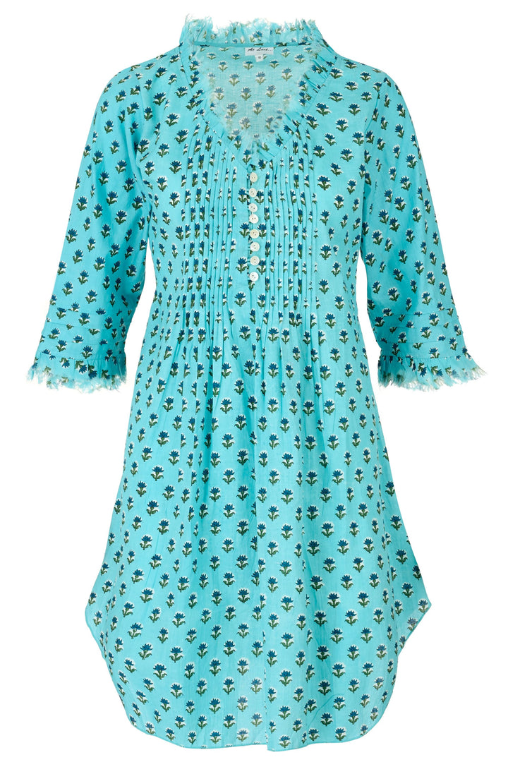 Annabel Cotton Tunic in Blue with Navy Ditsy Flower