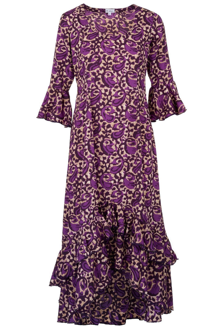 Victoria Midi Dress in Midnight Purple Swirl