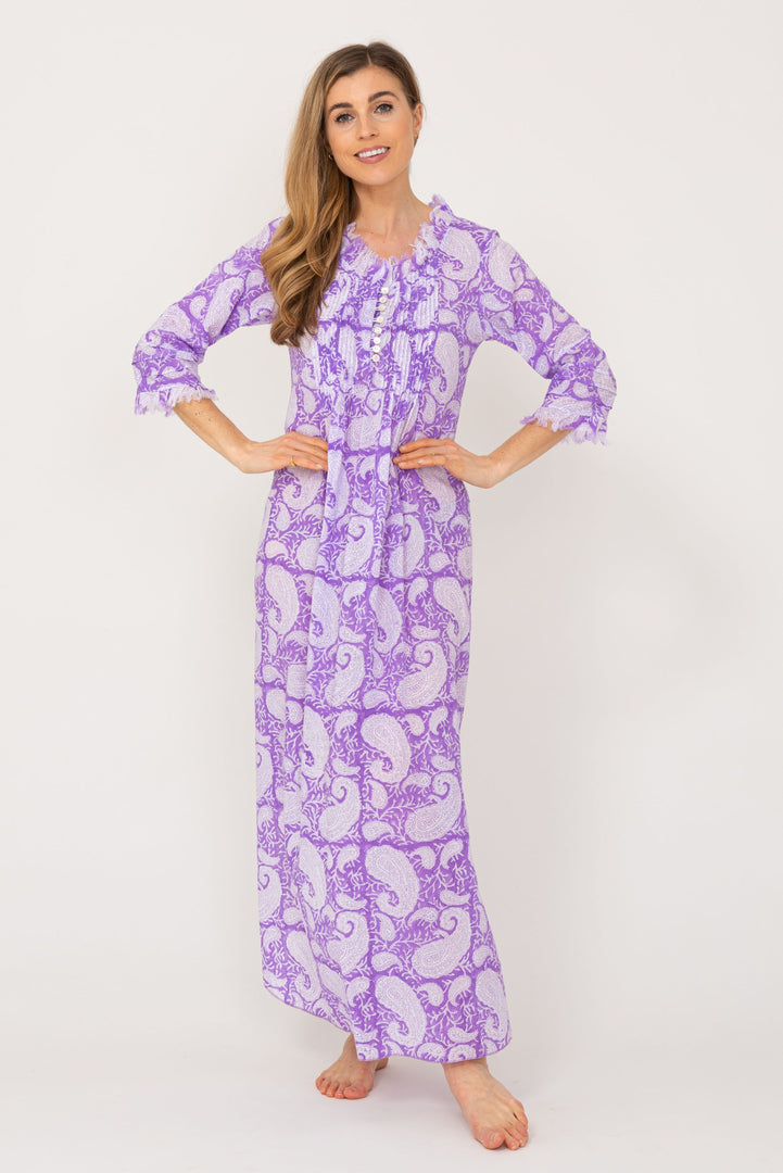 Cotton Annabel Maxi Dress Purple Paisley