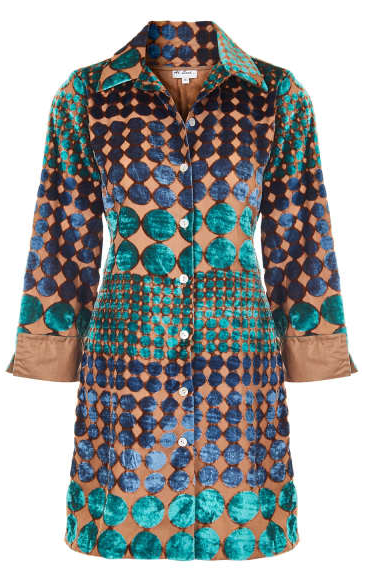 Amanda Velvet Devore Shirt Turquoise Boho Spot