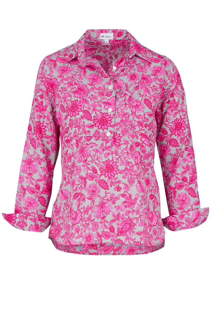 Soho Shirt in Grey with Pink Flower