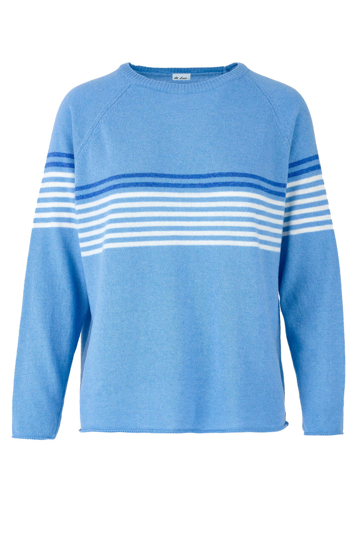 Cashmere Mix Sweater in Blue Stripe