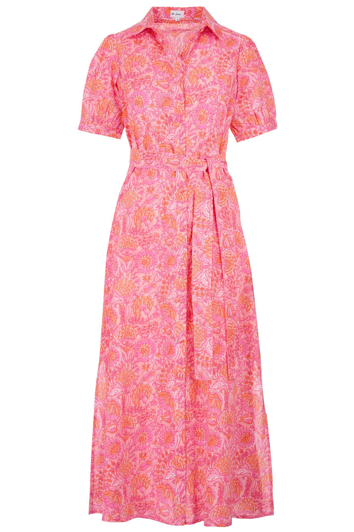 Cotton Maddie Dress in Pink with Orange Flower