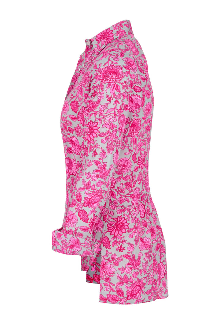 Soho Shirt in Grey with Pink Flower