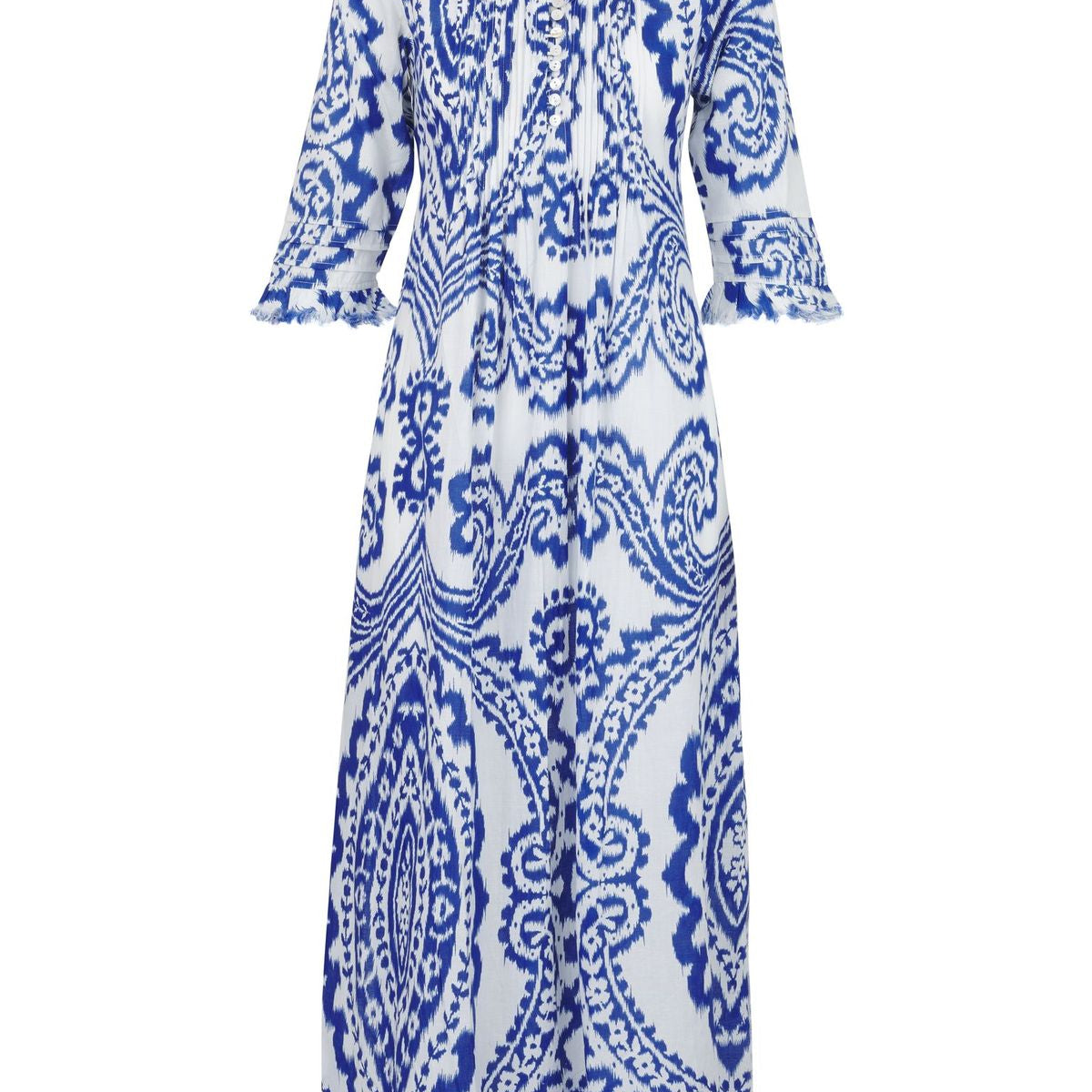 Cotton Annabel Maxi Dress in Blue & White Ikat – At Last Shop