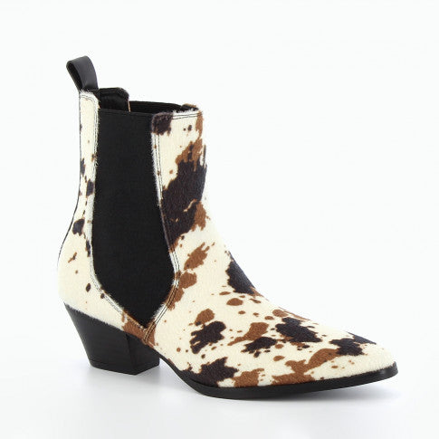 'Vanessa Wu' Cow Print Cowboy Ankle Boots