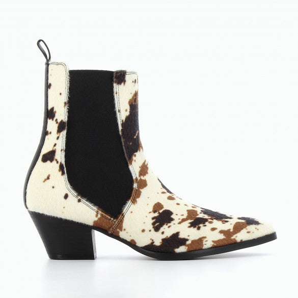 'Vanessa Wu' Cow Print Cowboy Ankle Boots