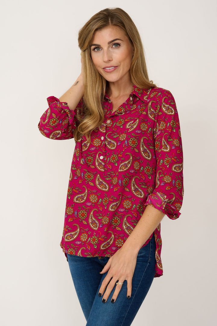 Soho Shirt in Hot Pink Paisley